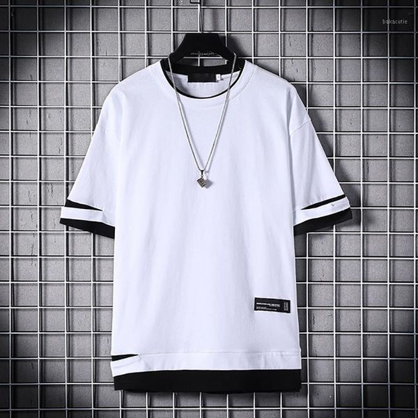 

fashion half short sleeves fashion o neck print t-shirt men's cotton 2020 summer clothes tees tshirt plus asian size s-2x1, White;black