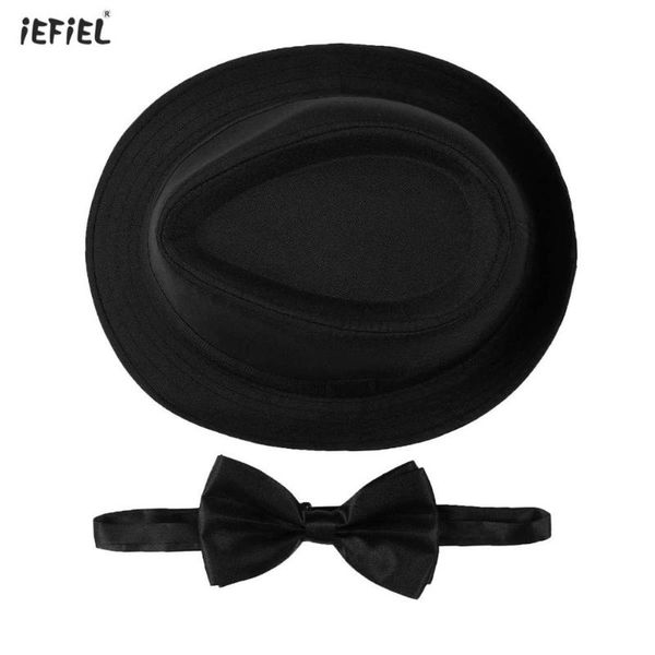 

hats, scarves & gloves sets kids cosplay costume fashion england gentleman felt hat with bow tie set clubwear fancy dress up outfi, Blue;gray