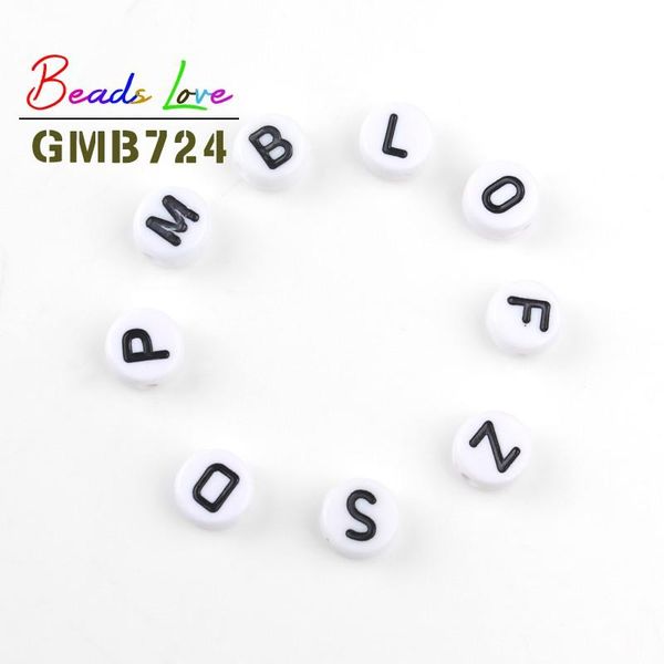 

100pcs mixed english letter acrylic beads 7*4mm round flat alphabet loose spacer beads diy bracelet necklace for jewelry making wmtfnc