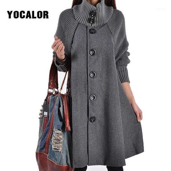 

yocalor long female jacket overcoat cloak windbreaker loose winter wool coat women autumn manteau femme hiver cape warm tweed1, Black