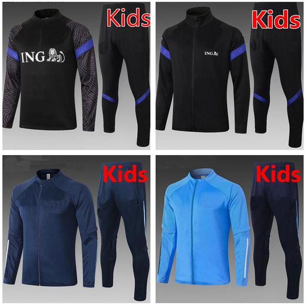 

2020 2021 ajax kids survetement jacket training suit soccer tracksuits 20 21 netherlands children football tracksuit set, Black
