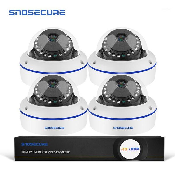 

snosecure h.265 4ch 5mp poe security camera system kit audio record ip camera ir dome cctv video surveillance nvr set1