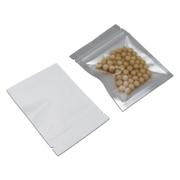 

200pcs lot matte clear white aluminum foil zip lock package bag resealable zipper pack pouch mylar plastic snack packaging bags h bbykej