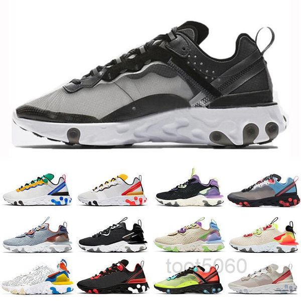 

2021 react vision element 55 casual shoes tour yellow black iridescent light orewood brown mens womens trainers sneakers kmb8