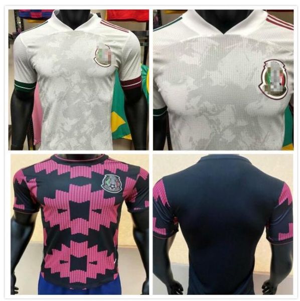 

player version 20 21 mexico soccer jerseys away h.lozano dos santos chicharito 2020 2021 national team sports football uniform shirts, Black;yellow