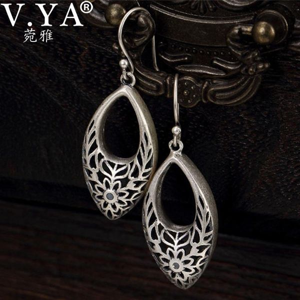 

dangle & chandelier v.ya 2021 vintage flower hoop earrings 925 sterling silver brincos women mother day gift fine jewelry