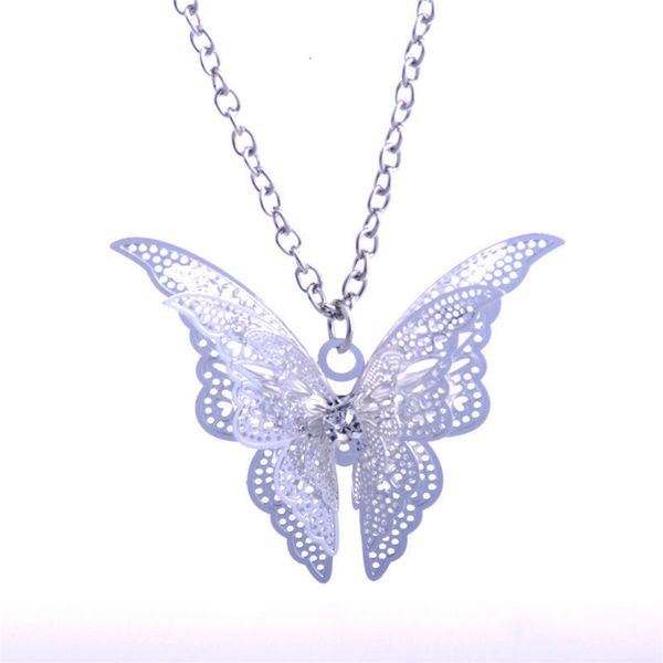 

pendants silver plated hollow necklace crystal butterfly with chain fashion jewelry for women will and sandy drop ship0s