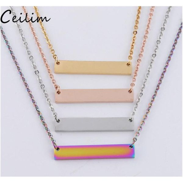 

blank bar pendant necklace stainless steel necklace gold rose gold silver blank bar charm pendant jewelry for buyer own engraving diy pclwj