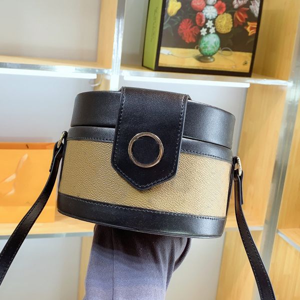 

women new cylinder crossbody bag old flower hand drum bag snap button lunch box lady shoulder bag ing