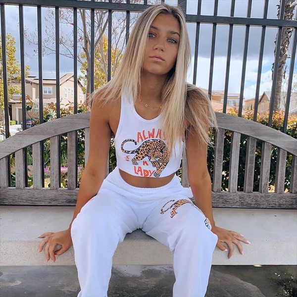 

summer casual style white knitted tank women summer 2020 streetwear vest simple printing crop basic tees mujer