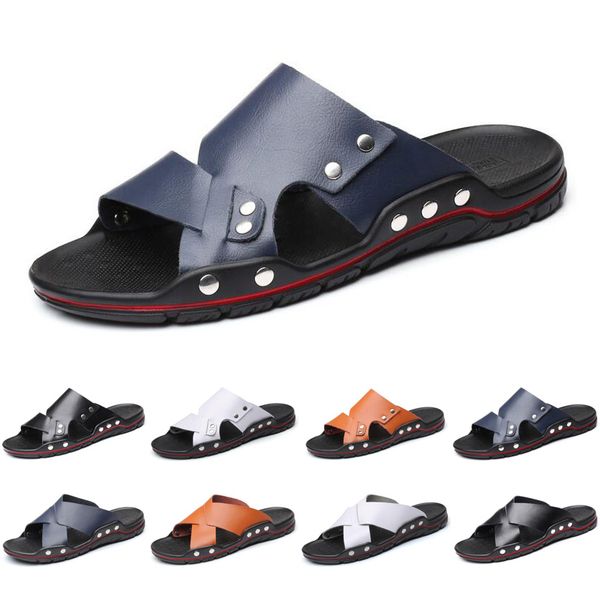 

2020 luxury men slides slippers mens fashion classic sandals black white leather slide slipper flat size 40-46