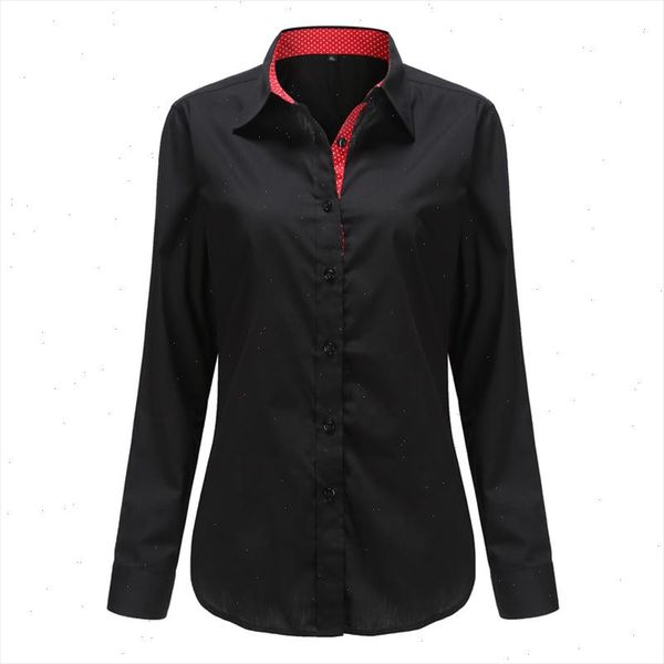 

5xl patchwork long sleeve shirts women blouse autumn lapel office ladies button casual shirt plus size blouses blue blusas, White