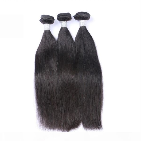 

10a natural color 1b brazilian virgin remy unprocessed human hair extensions weave bundles straight hair wholesale, Black