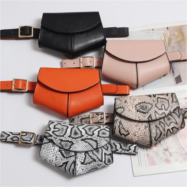 

2020 new women waist belt bag serpentine vintage waist bags girl fashion bum pouch phone leather chest packss