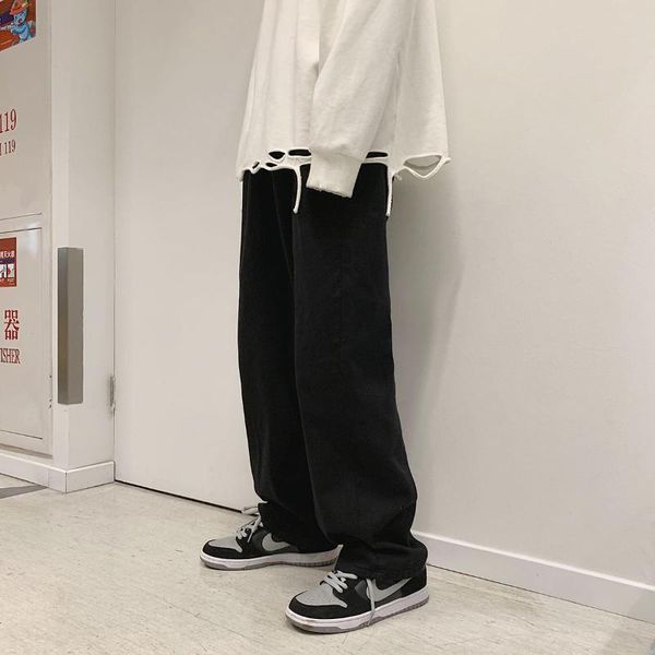 

neploha men's casual oversize jeans 2020 winter new woman denim pants japanese style hip hop male straight harajuku jeans, Blue