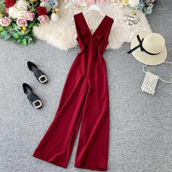 

2020 new spring summer jumpsuits for women sleeveless overalls for women office ladies clothing work wear1, Black;white