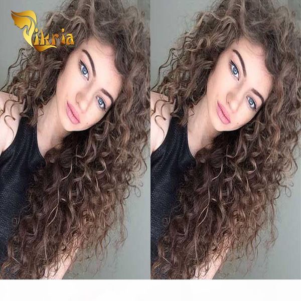 

brown deep wave full lace wigs indian peruvian malaysian brazilian silk base human hair lace front wigs, Black;brown