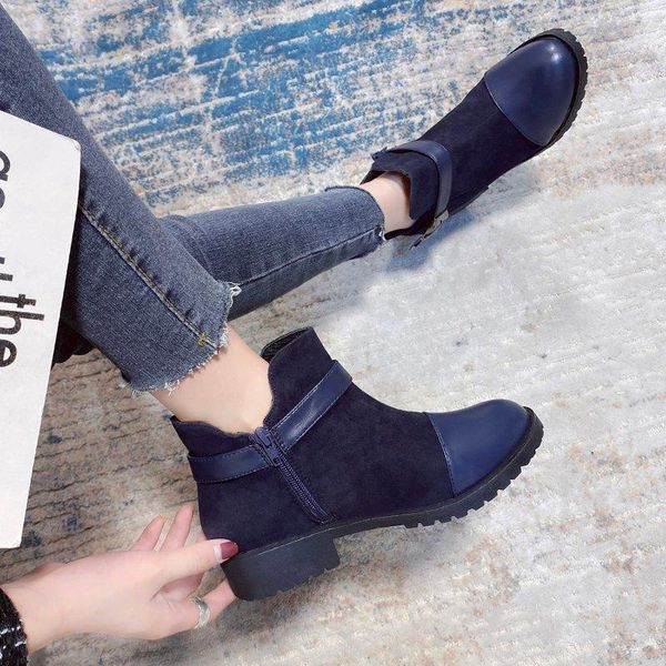 

women's ankle boots autumn shoes woman new fashion round toe boots women new 2021 booties ladies winter footwear large size, Black