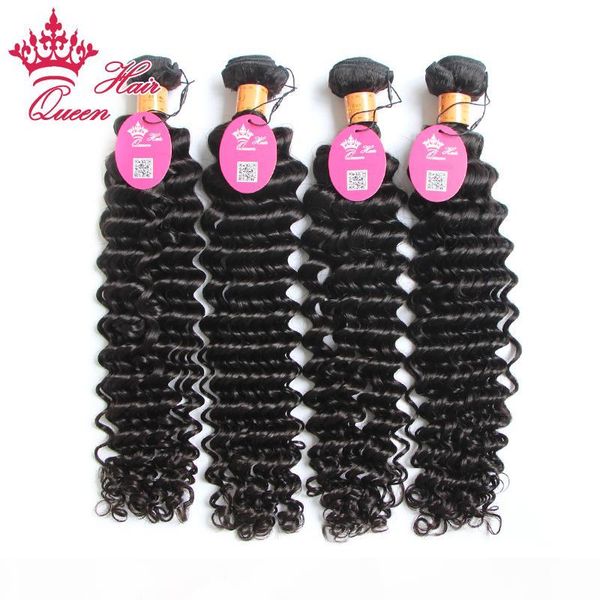 

queen hair unprocessed virgin hair extensions, indian deep curly wave 8"-28" in stock human hair weaves 1pcs lot, Black