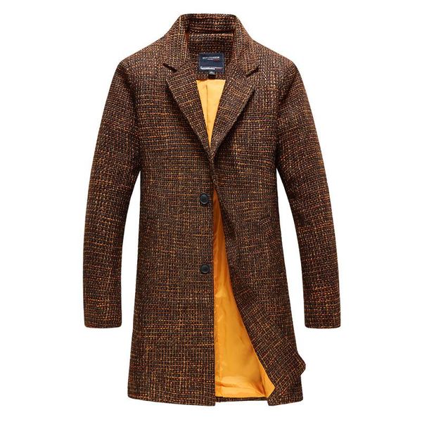 

2021 autumn and winter new style men's fashion leisure long style trench coat men's jackets ing, Tan;black