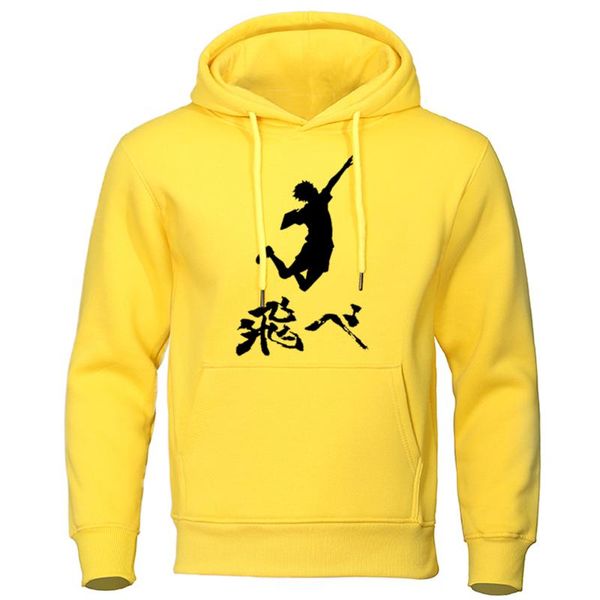 

men's hoodies & sweatshirts haikyuu printing harajuku japanese anime street hoodie men fashion thicken fleece loose hooded sweatshirt m, Black