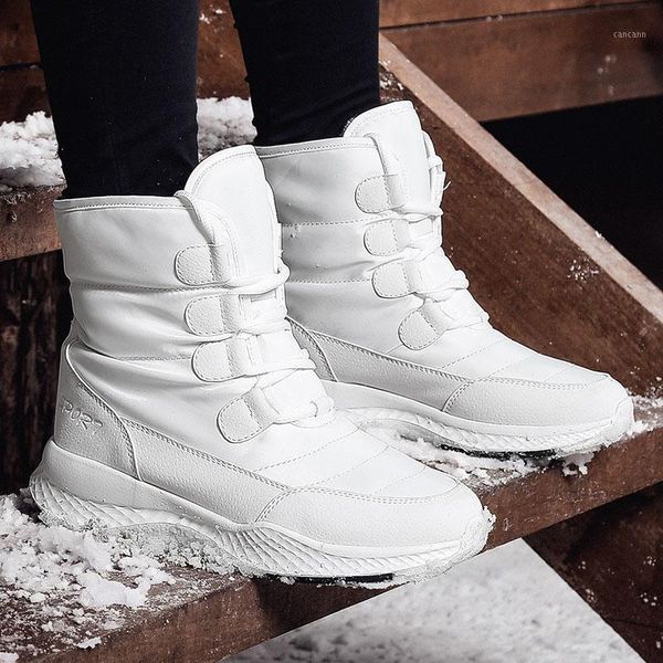 

winter boots 2020 women winter shoes mid-calf waterproof snow boots wedges warm fur female shoes woman footwear chaussures1, Black