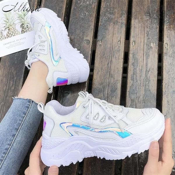 

mhysa women sneakers fashion casual shoes woman comfortable breathable mesh flats female platform vulcanized shoes t1092 y200109, Black