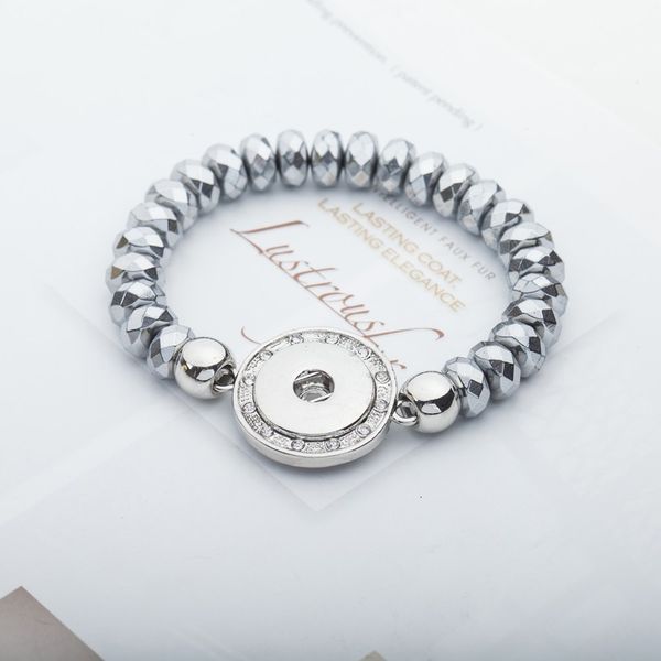 

diy 3 20cm colors gall stone elasticity beads bracelet fit 18mm snap button jewelry for women, Golden;silver
