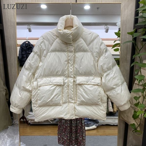

2020 new women autumn jackets short white duck down winter warm coats parka female fashion outwear, Black