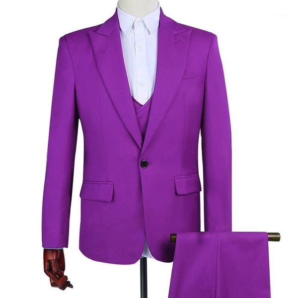 

purple slim fit wedding suits for men 3 piece custom groom tuxedo 2020 male fashion clothes set 3 piece jacket vest with pants1, White;black