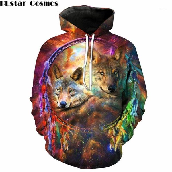 

plstar cosmos space galaxy two wolf hoodies men/women new fashion autumn winter hoody casual hip hop 3d dropship1, Black