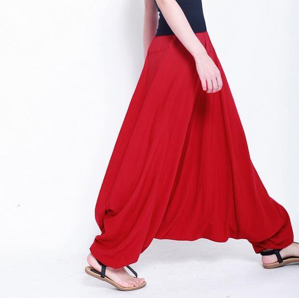 

2020 casual harem plants,loose women casual trousers,wide leg pants,pantskirt,plus size  5xl woman big crotch pants,bloomers, Black;white