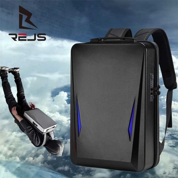 Rejs Langt Hırsızlık Sırt Çantası ile Şarj 17.3 Inç Laptop Sırt Çantası Erkekler Moda Sert Kabuk Okul Çantası İş Seyahat Mochila 220113