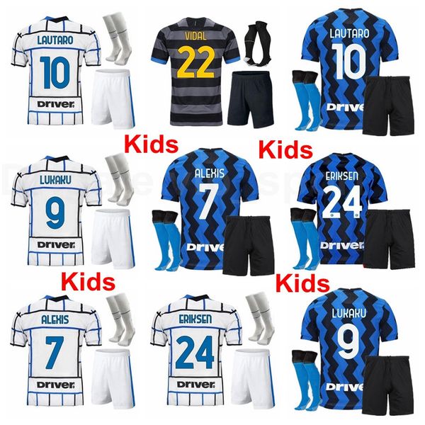 

lautaro youth jersey brozovic kids socks set soccer lukaku alexis eriksen skriniar de vrij godin barella perisic football shirt kits g-m, Black