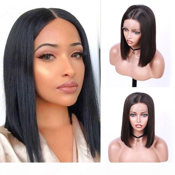 

fureya hair short bob full lace wigs with baby hair brazilian human wigs straight bob wig for woman, Black;brown