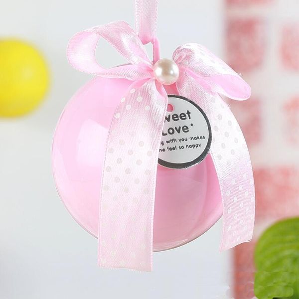 

10pcs/lot wedding birthday party candy box plastic ribbon ball gift box 7cm wedding gifts and event party supplies1