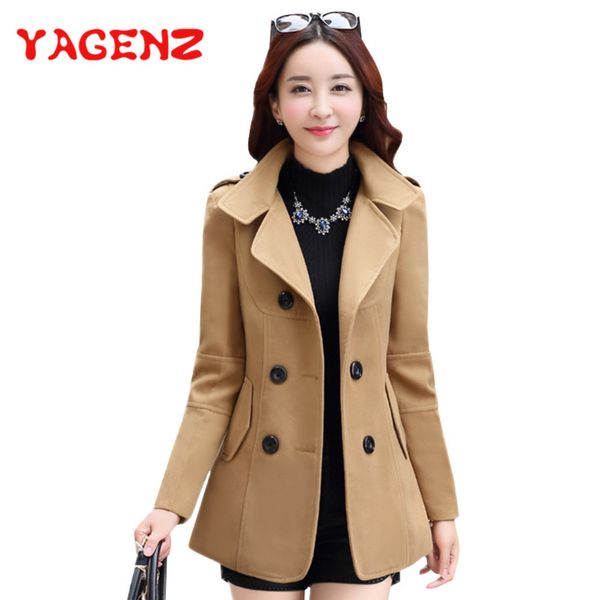 

yagenz 2019 winter clothes short wool women korean autumn woolen coat fashion double-breasted jacket elegant blend 77, Black