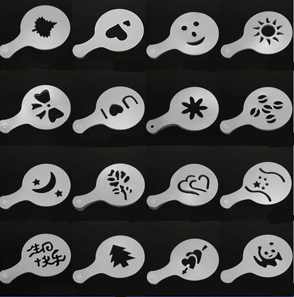 

coffee printing mold pattern stencil latte cappuccino mold with 16 different design 16 party festival necessaty suplies wmtrrr