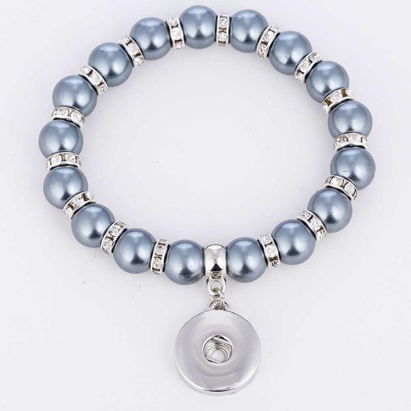 

2018 adjustable elasticity man made pearl women jewelry snap jewelry vintage 18mm metal snap button bracelet tb9013 wmttif, Black
