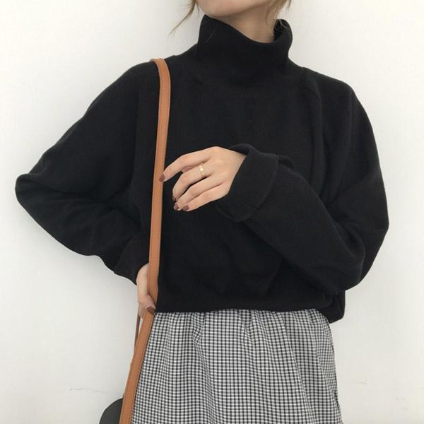 

turtleneck knitted jumpers for women women sweater casual loose long batwing sleeve crocheted pullovers streetwear1, White;black