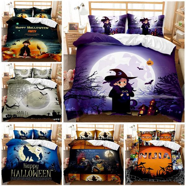 

bedding sets halloween set 3d bat printing 3pcs duvet cover for boys girls home textile quilt single double  king size
