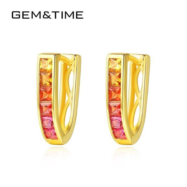 

gemtime создан rainbow topaz gemstone hoop серьги 925 серьги стерлингового серебра 18k 18k позолоченные геометрические ювелирные изделия se0, Golden;silver