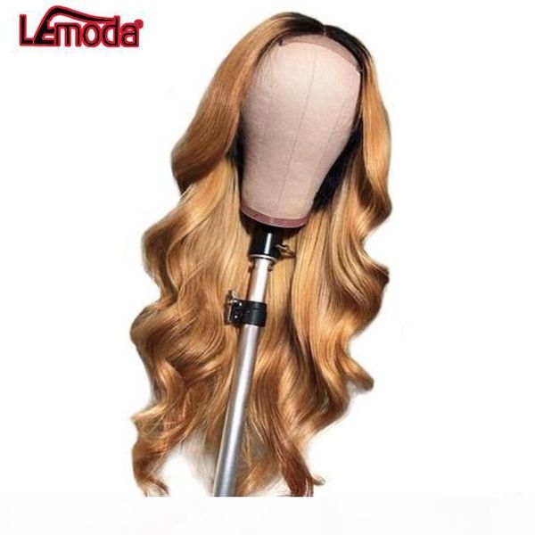

lemoda 1b 27 body wave wig brazilian lace part human hair wigs preplucked with baby hair remy 150% lace wig for women, Black;brown