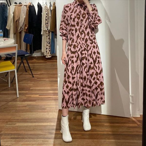 

french vintage shirt print dress 2020 women loose long sleeve party elegant dress drop shipping good quality, Black;gray