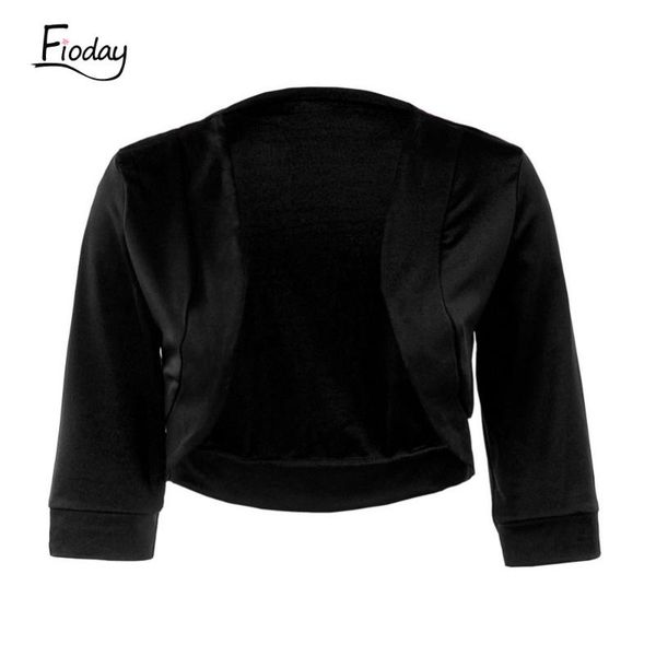 

fioday 3/4 sleeve shawl women open stitch coat black casual jacket vestidos bolero bridal dress coat crop, Black;brown