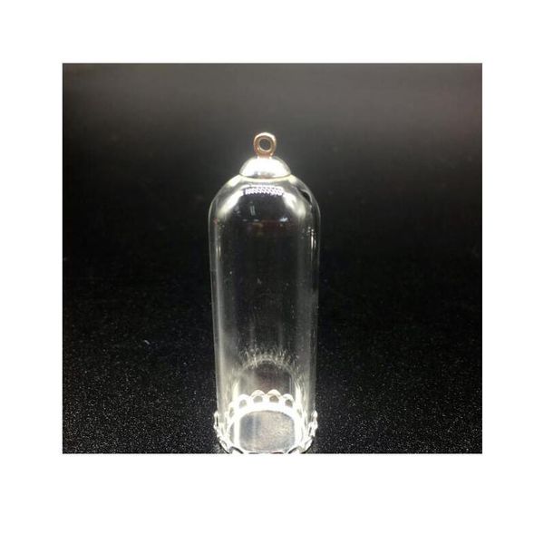 

5set 50x18mm bell shape tube clear glass bubble bottle jar lace tray connector for diy jewelry necklace accessories sqckqz, Black