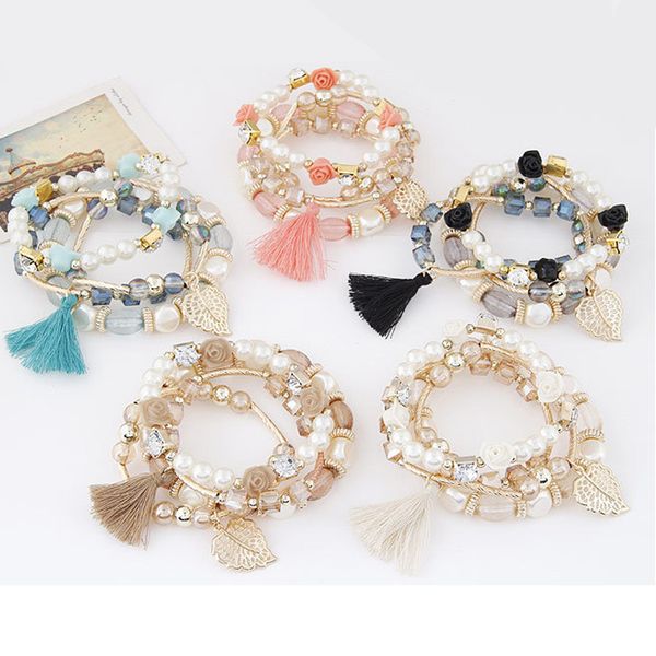

bohemian beaded bracelets for women girls charm multilayer tassel stackable bracelet boho stretch bangle statement jewelry gift kimter-k26fa