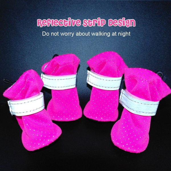 

4pcs/set pet dog shoes anti-slip small dog shoes cute reflective pet shoes spring summer autumn breathable pet boots c jllocm