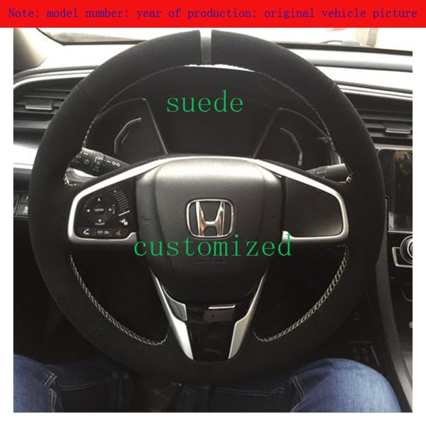 

diy customized hand-stitched suede car steering wheel cover for honda accord civic vezel series accessories