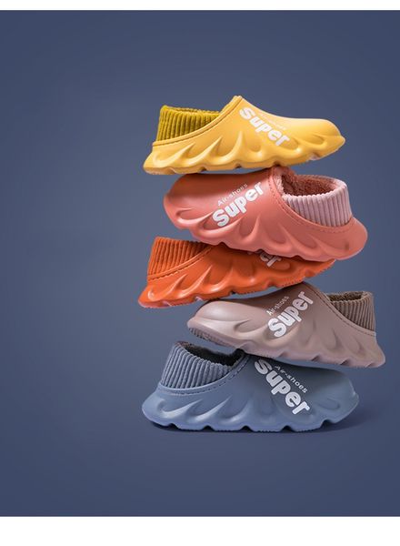 

2021 men women winter slippers waterproof dark blue orange red coffee non-slip cotton slides indoor outdoor size 36-45